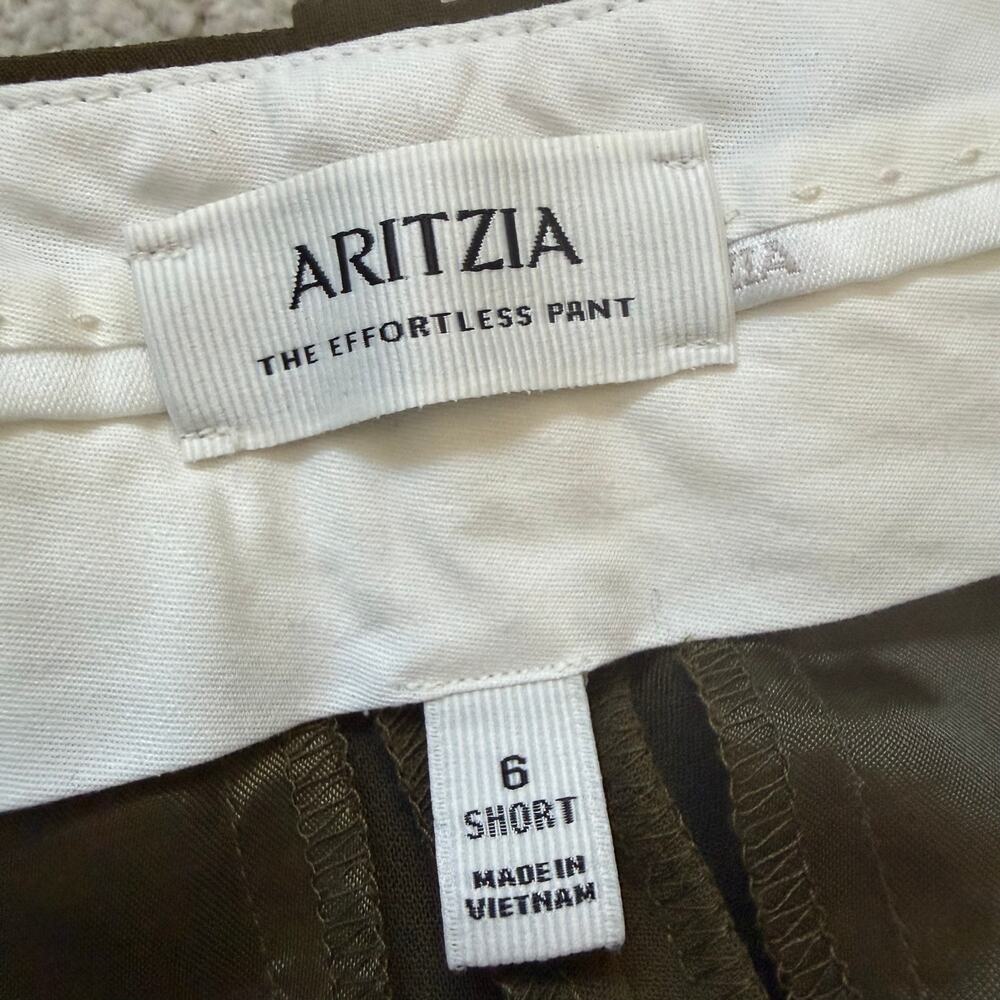 *NWT Aritzia The Effortless Pants Crepette Olive Green Size 6 Short Wide Leg - Picture 4 of 10